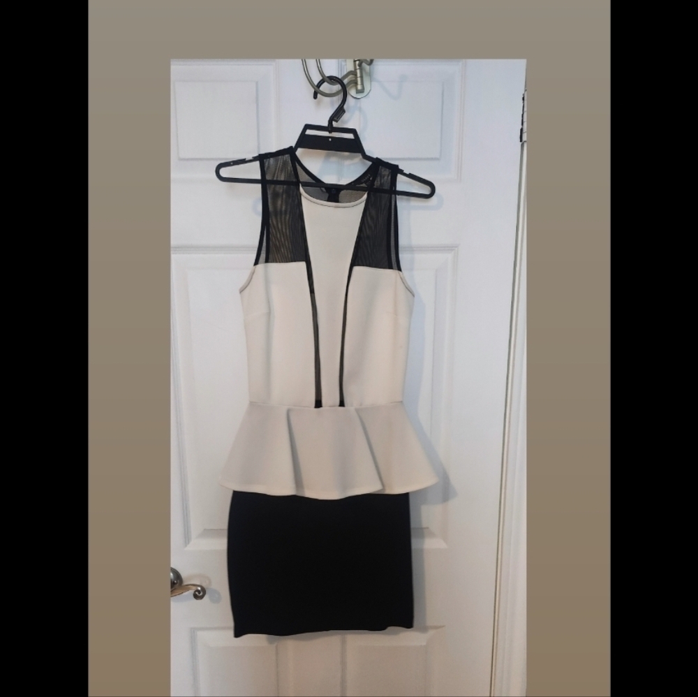 Guess Black and White Peplum Dress NWOT